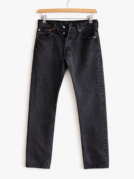 Levi's Denim - Levi’s 501 Original Straight Jeans Black Wash Button Fly Vintage Fade